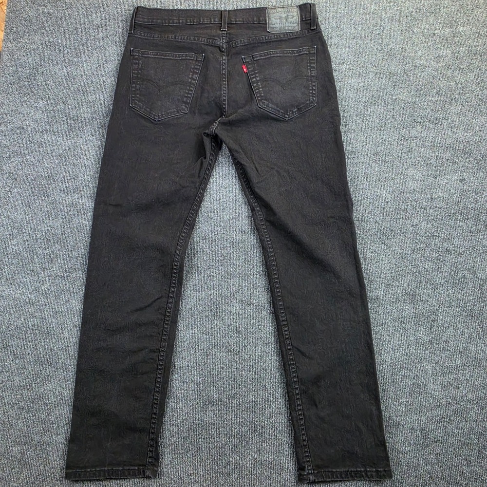 Levis 502 Jeans Men's 36x32 Regular Taper Black Denim Dark Wash Casual - Picture 3 of 9